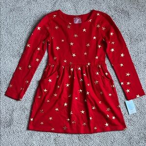 Cat & Jack Red Dress with Gold Stars - Size 8